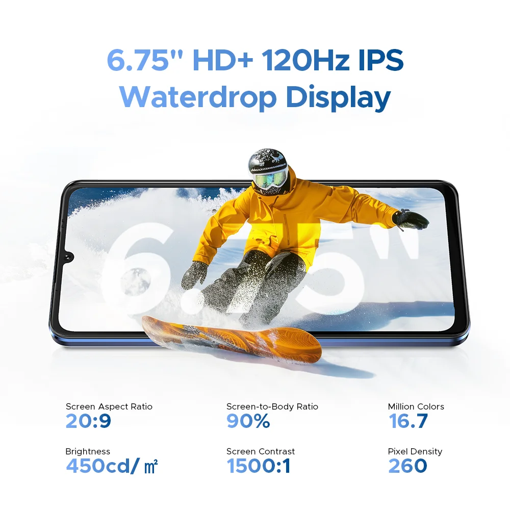 Global Version DOOGEE Note 59 5G Smartphone 8GB 128GB 6250mAh Large Battery 6.75" 120Hz UNISOC T8200 Octa Core Android 15 NFC