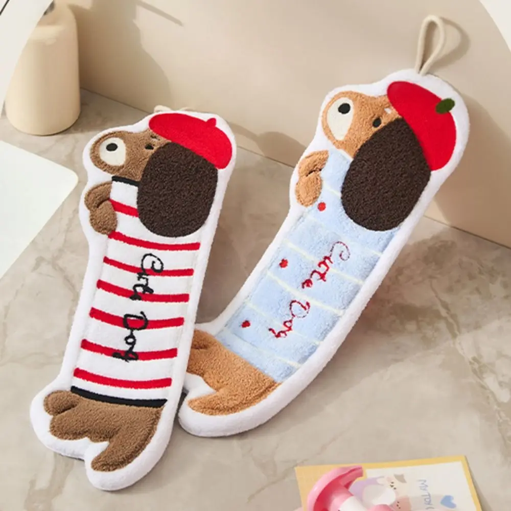 

Creative Quick Drying Dachshund Shaped Hand Towel Hanging Absorbent Cleaning Towel Thicker Reusable Dishcloths Kitchen