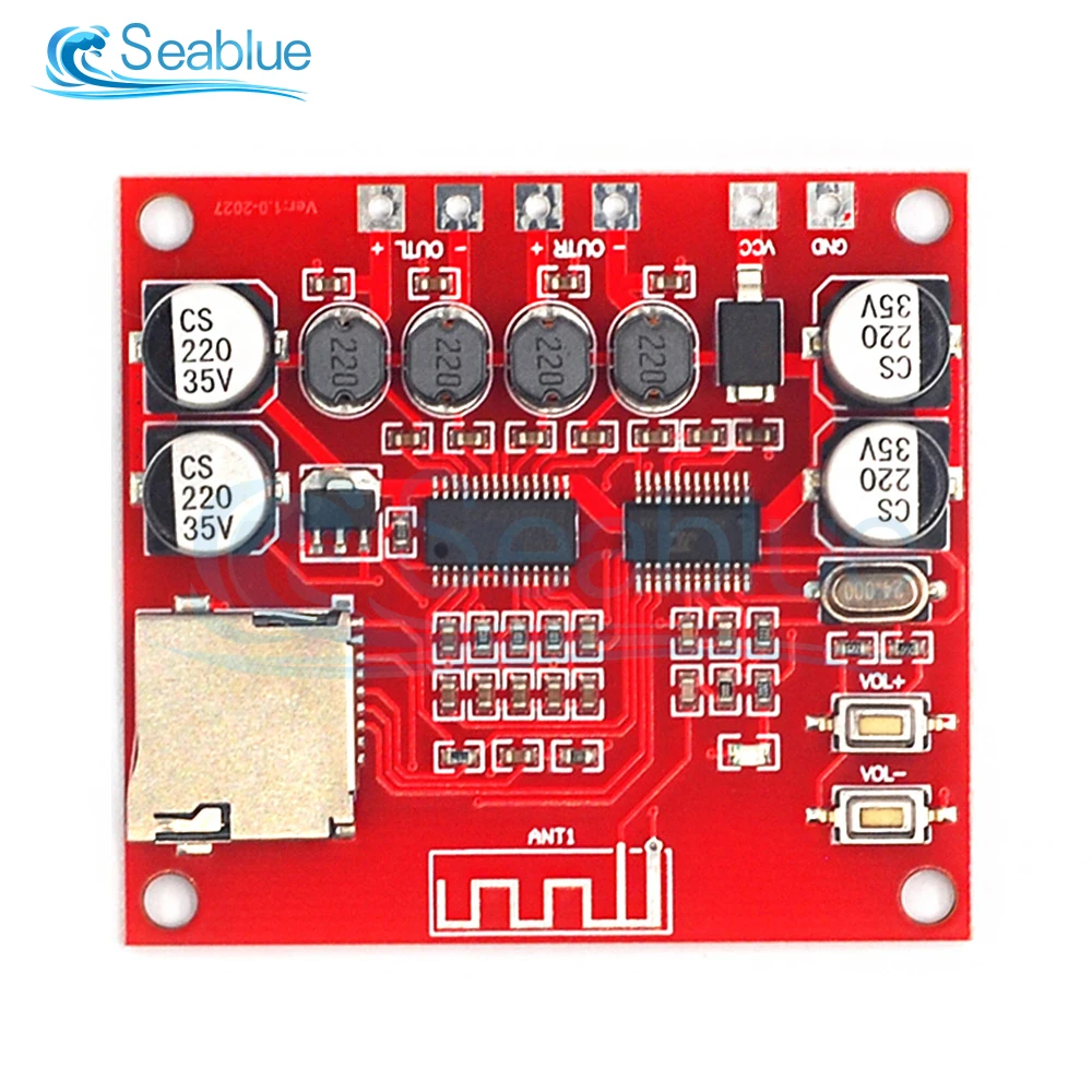 XH-A233 Dual 2*15W Bluetooth4.2 Digital Power Amplifier Board Stereo Wireless Music Player TF Card Play 12V-24V Audio Amp