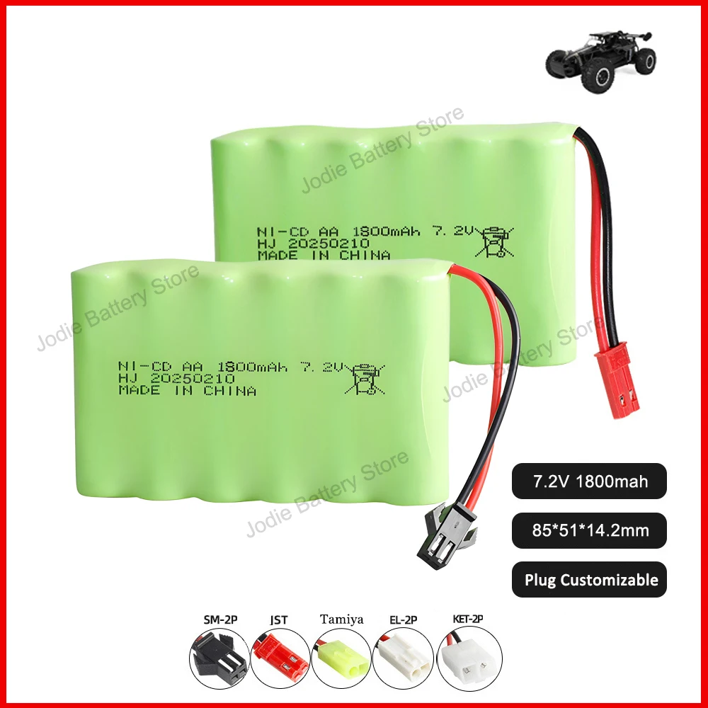 RC Truck Lipo Battery 7.2V 1800mah RC Battery Packs For Rechargeable Toy Car NI-CD AA Battery With SM JST EL2P KET 5559 Plug