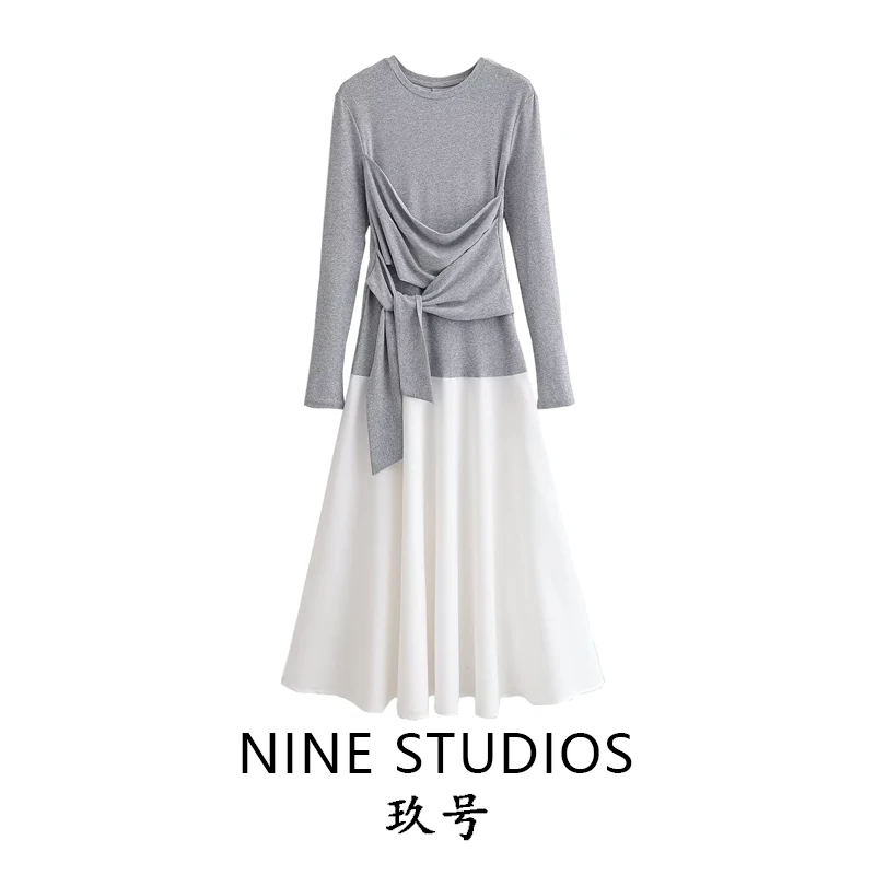 

Повседневная женская юбка А-силуэта с круглым вырезом, длинная, с завязками на талии, из полиэстера