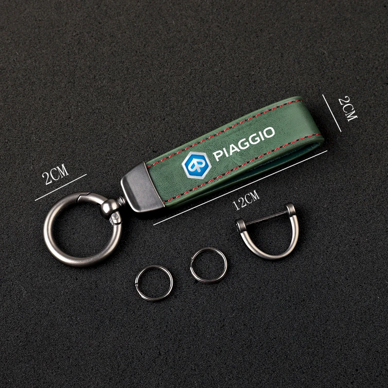 HD printed vintage leather horseshoe ring keychain for PIAGGIO Motorcycle Accessories