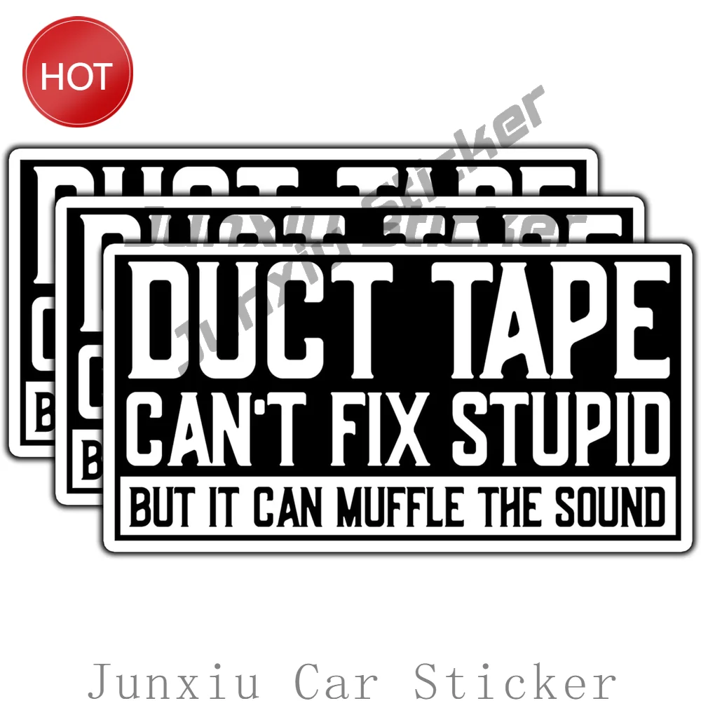 2 Pack Duct Tape Cannot Fix Stupid But It Can Muffle The Sound Waterproof PVC Sticker For Car Window And Luggage Decal