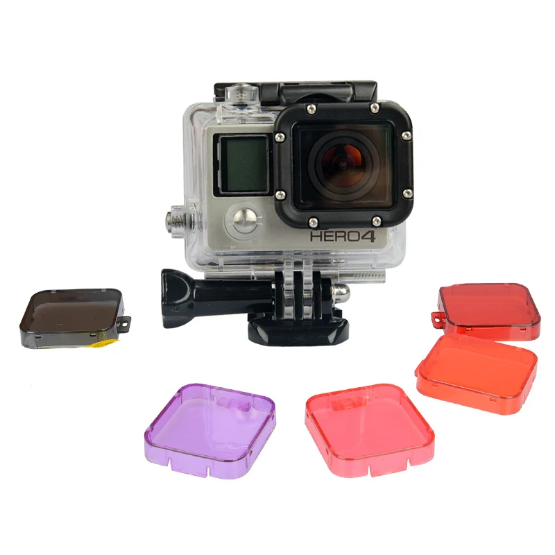 Dive Filter Red Purple Grey Orange Pink Underwater Diving Lens Filtro for GoPro Hero 3 3+ 4 SJ4000 Accessories