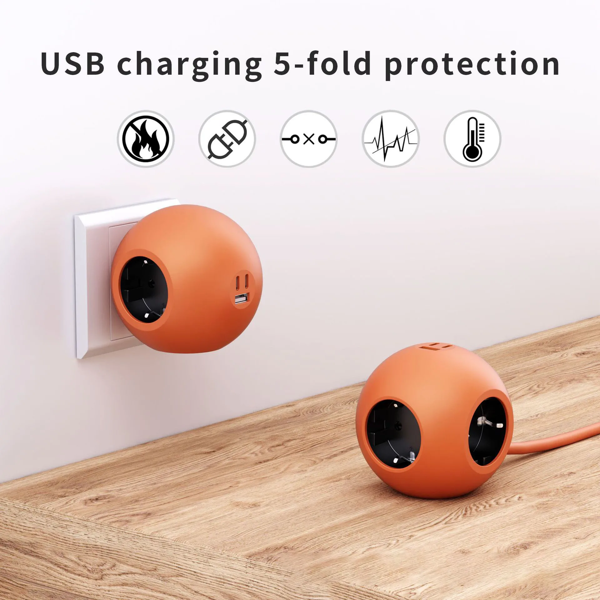 European Standard Spherical Plug Converter Socket, Fast Charging and Discharging Plug, Multifunctional, Pd25w