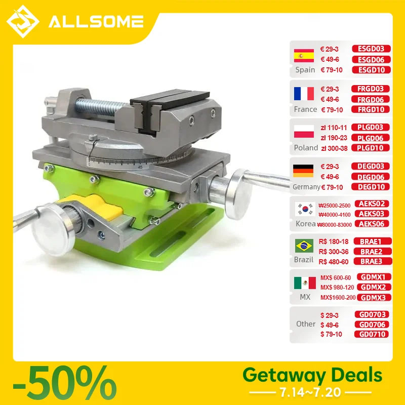 

ALLSOME 2 in 1 Milling Drilling Precision Vise Swivel Base Table Aluminium Alloy Compound Worktable