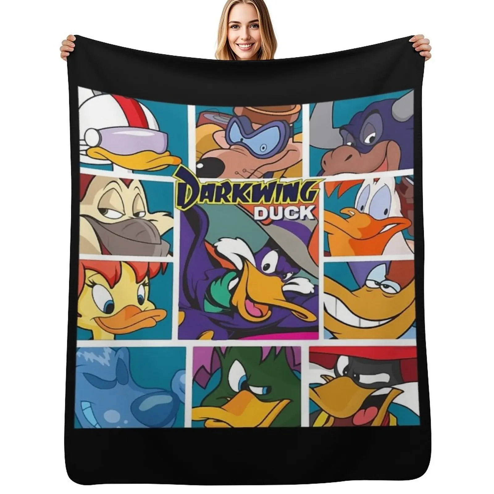 Duck Darkwing And Friends Throw Blanket Travel Size Cozy Blanket for Plane Train