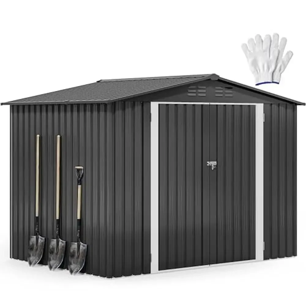 

Large Outdoor Storage Shed Garden Tool Bike Lawn Garage Heavy Duty Waterproof Steel Secure Accessible Easy Assembly Ventilation