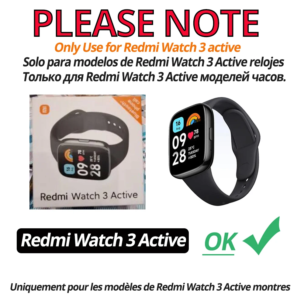 2in1 ダイヤモンドストラップ + ケースプロテクター Xiaomi Redmi Watch 3 アクティブブレスレット金属ステンレス鋼リストバンドコレアアクセサリー