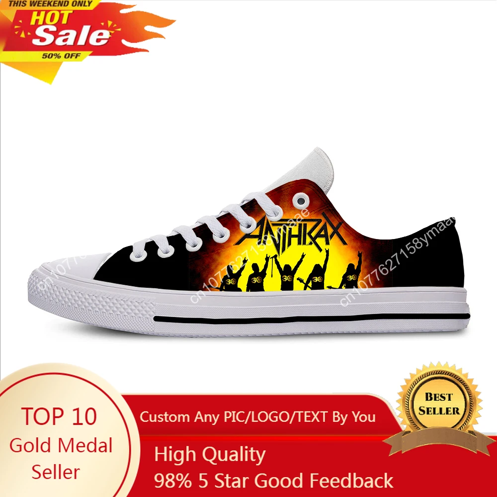 

Hot Summer Fashion Low Top Man Anthrax Rock Band Woman Sneakers Classic Latest Canvas Shoes High Quality Casual Board Shoes