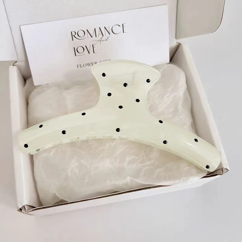 Korean Large Size Acrylic Dragon Bone Shark Hair Clip French Style Polka Point Arc Back of Head Hair Claw Clamp Hair Accessories image 3