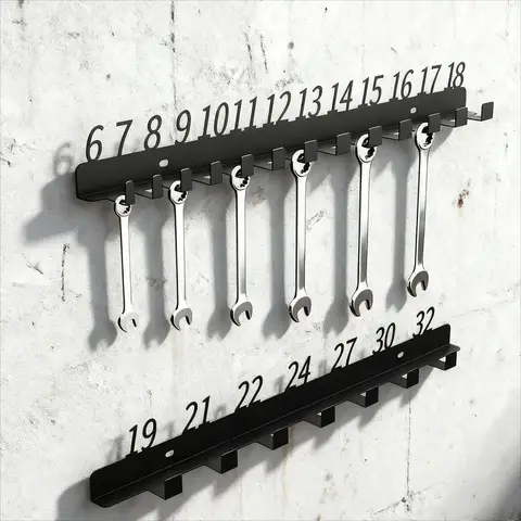 Wall Mount Multi Hole Metal Wrench Storage Rack Garage Workshop Mechanic Tool Organizer For Hardware Arrangement