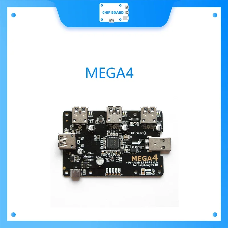 AeroPartsMEGA4: 4-PORT USB 3.1 PPPS HUB FOR RASPBERRY PI 4B