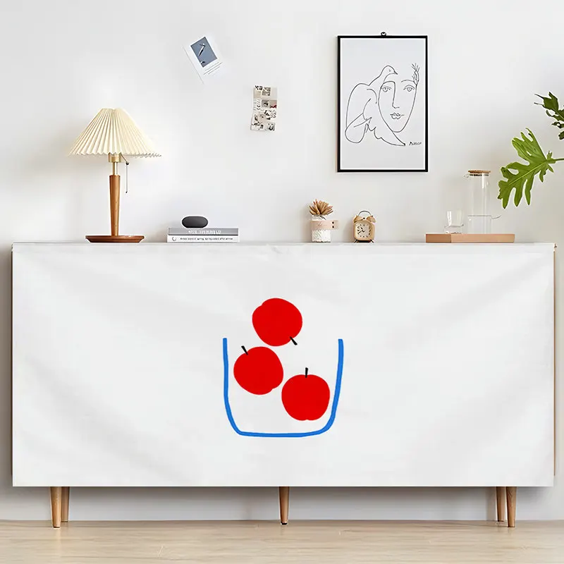 VIKAMA Vorhang mit Klettverschluss und Apfel-Print für Schrank, Esszimmer, Sideboard, staubdicht und dekorativ, Heimdekoration