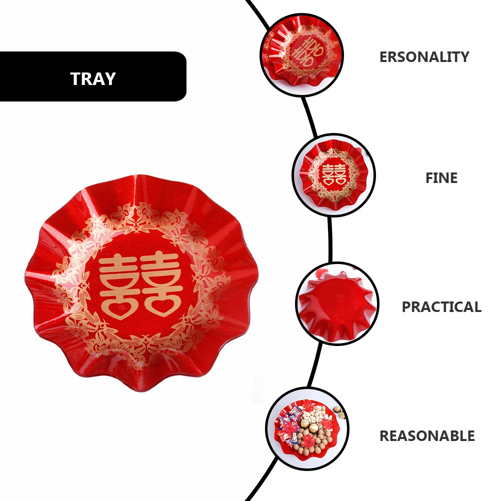 

1pc Chinese Style Wedding Happy Fruit Plate Snack Serving Tray Dried Food Storage Candy Party Dessert Nuts Home Office Decor