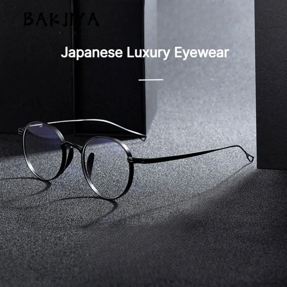 2026 Pure Titanium Glasses Frame Men's Ultralight Retro Oval Round Eyeglasses Wide Brim Trendy Women's Japanese Luxury Eyewear