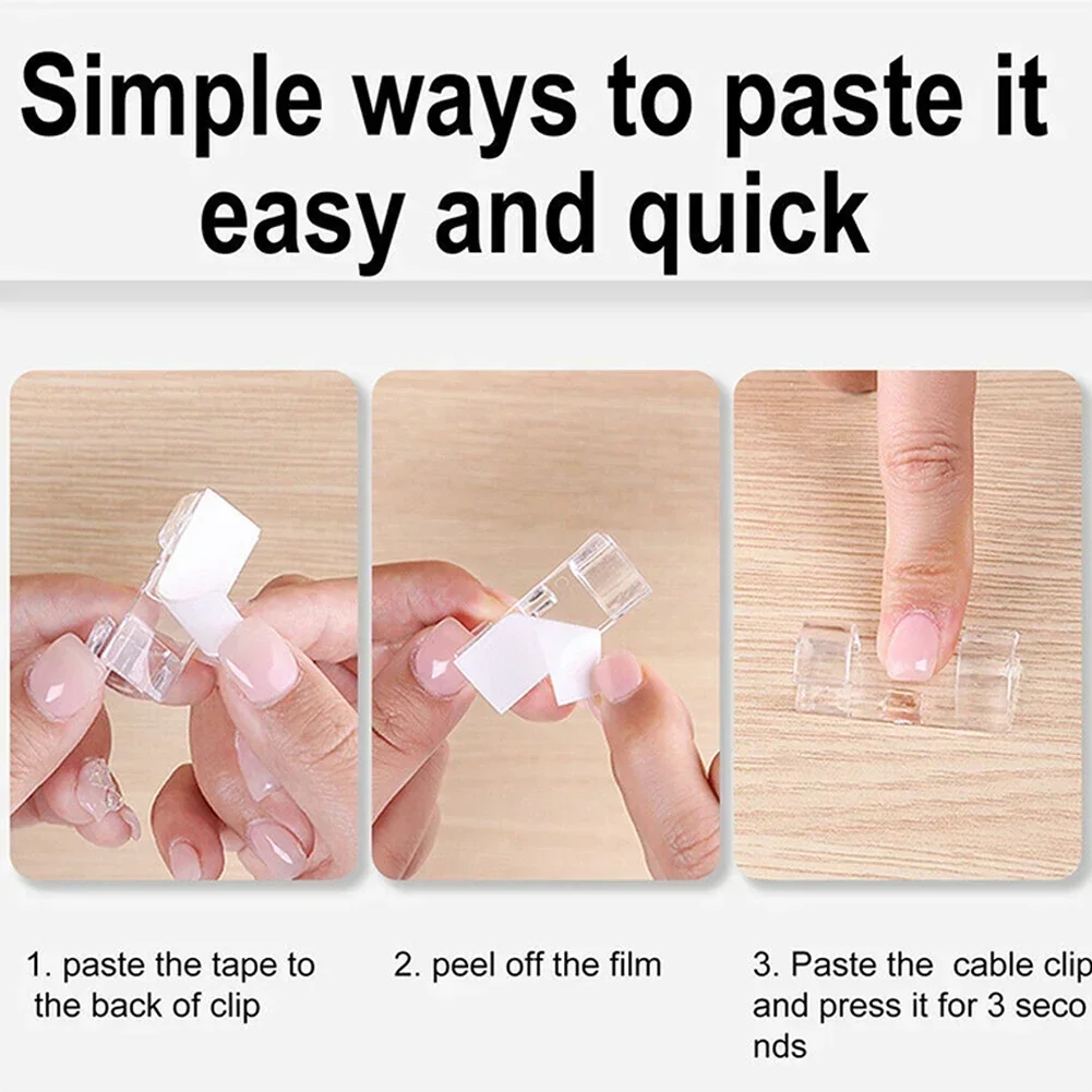 

Eeatop Cable Organizer Clips Cable Clips Organizer Drop Wire Holder Cord Management Self-Adhesive Cable Fixed Clamp Wire Organiz