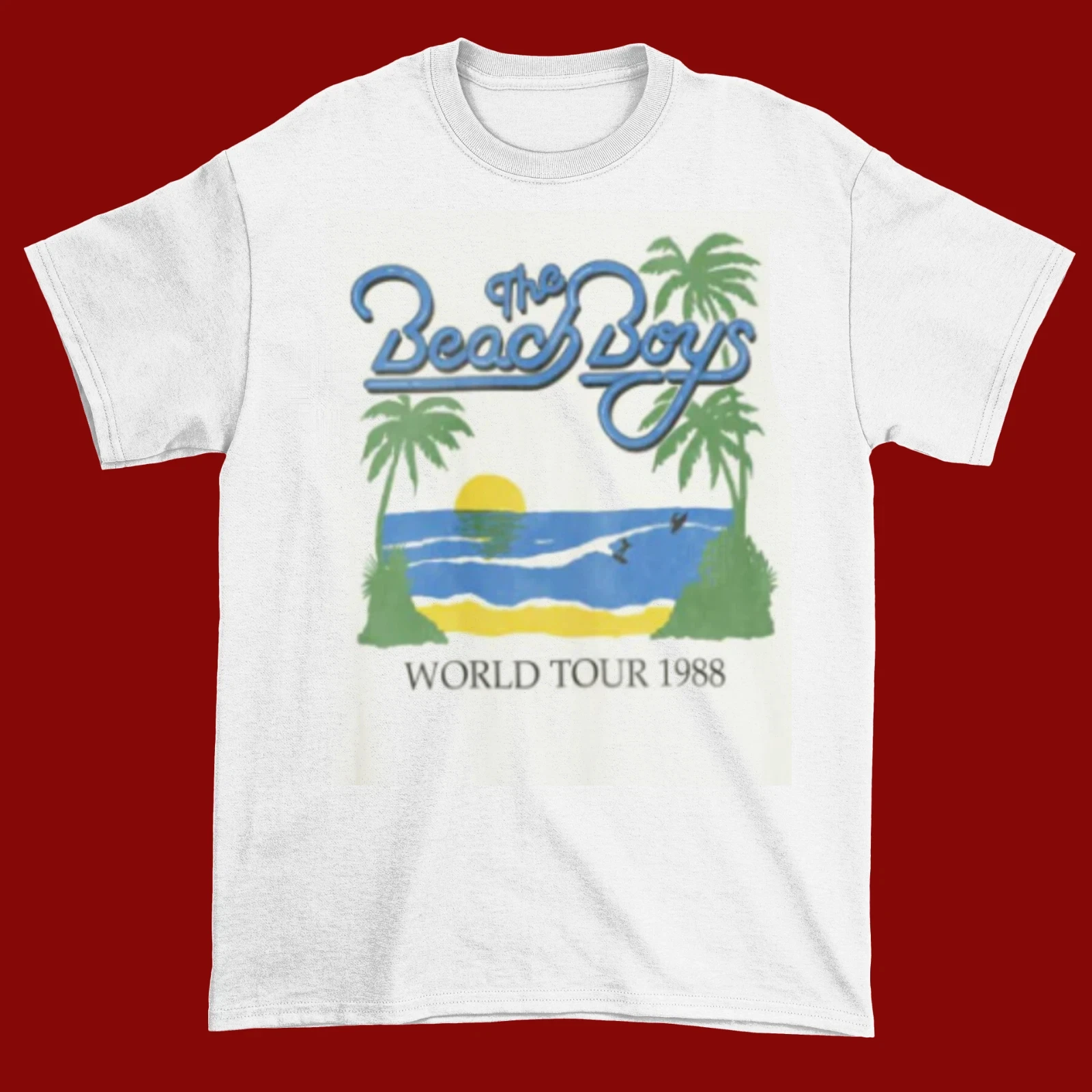 

Beach Boys T-shirt 1988 World Tour White Gift Family Unisex Men Women Summer Casual Crew Neck Cotton Tee