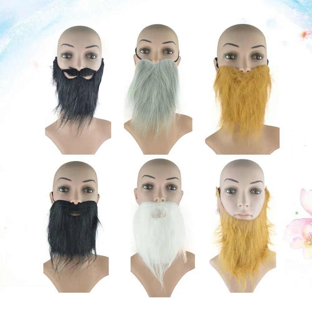 

6 шт., реквизит для моделирования бороды, прочные, приятные для кожи усы для вечеринки, косплей, костюмы на Хэллоуин, аксессуары