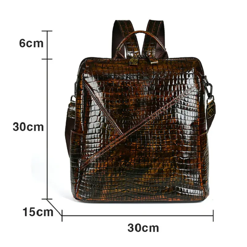 Imagem -06 - Mochila de Couro Genuíno Vintage para Homens Grande Capacidade Crocodilo