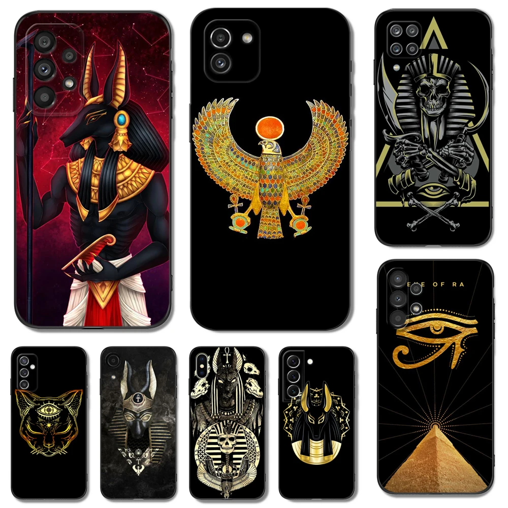 Black Tpu Case For Samsung Galaxy A03 SM-A035 A03 Core A03S A13 A23 LTE A33 A53 A73 4G 5G Egypt Nefertiti Anubis