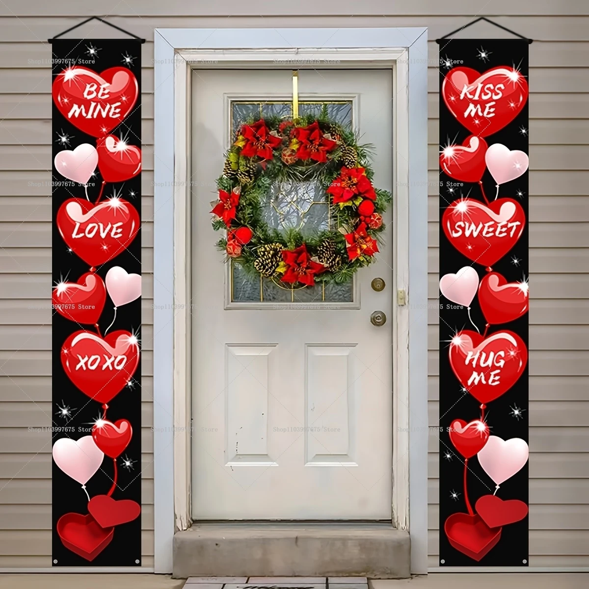 Happy Valentine's Day Banner, Valentinstag-Party-Dekoration, Couplets, Veranda-Schild, für drinnen und draußen, hängende Banner, Partyzubehör