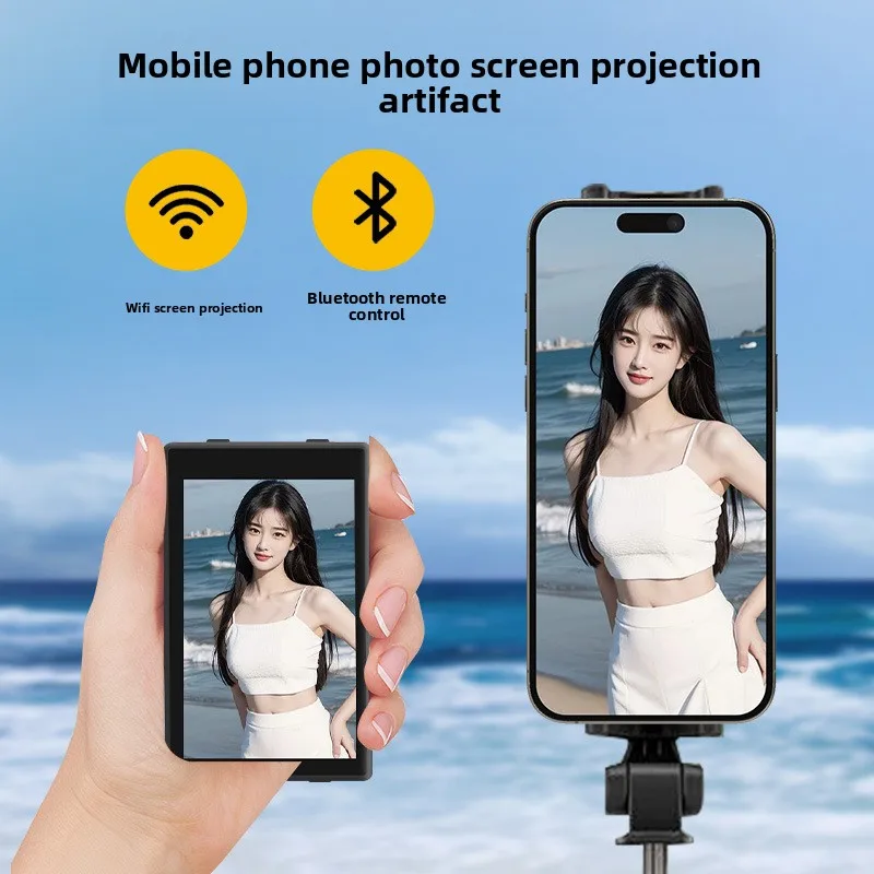 

Portable Wireless Phone Selfie Screen Mirroring Device for Mobile Phones Rear Camera Selfie Display with Bluetooth Monitoring