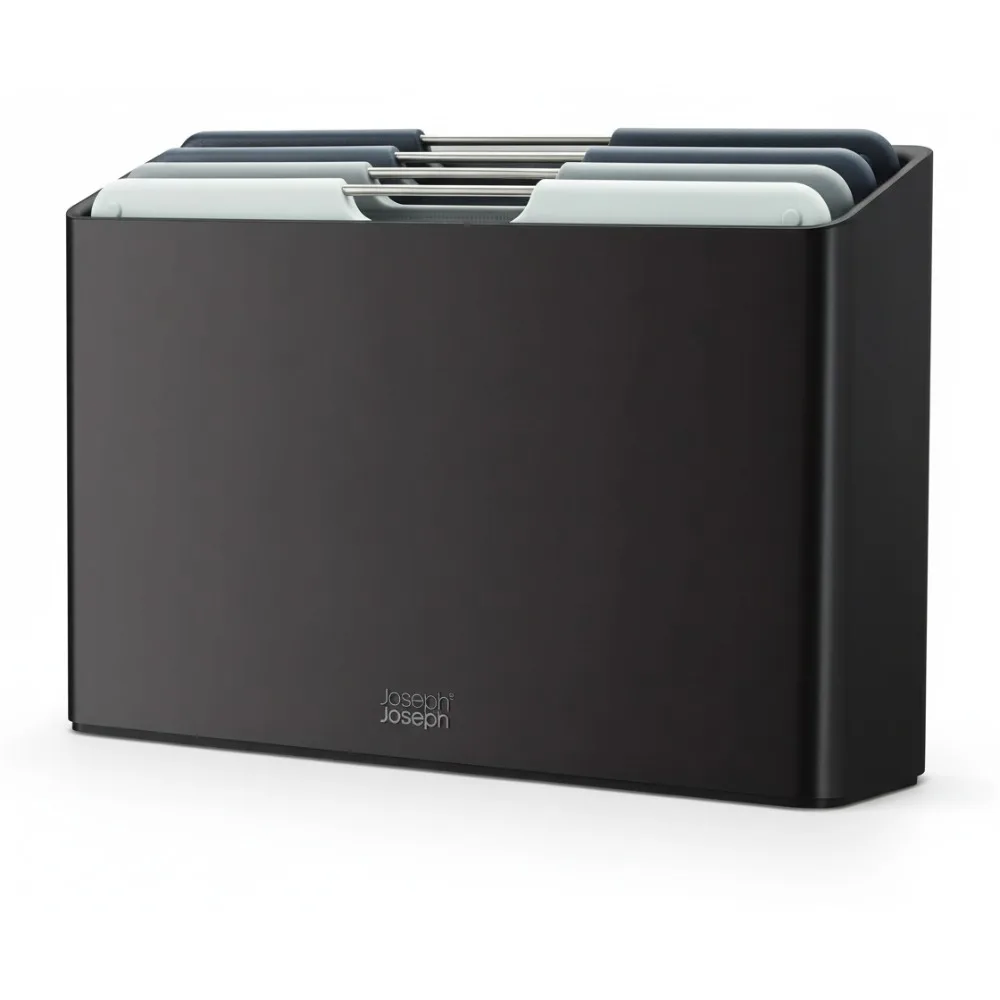 

4-Piece Color-Coded Cutting Board Set, Slimline Case for Organized Kitchen Storage, Non-Slip & Hygienic