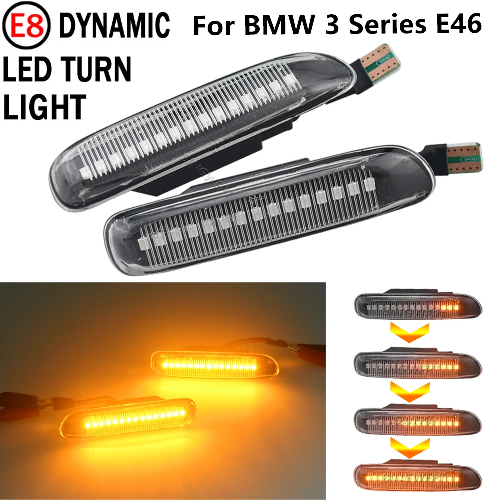 Limo Coupe Compact Cabriolet Touring For BMW E46 3 Series Dynamic Side Marker Turn Signal Lights Indicator Amber Repeater Lamp