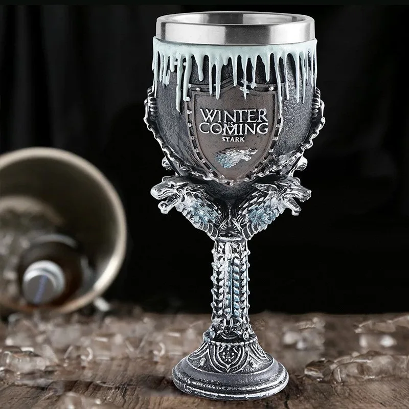 Una canción de hielo y fuego, Juego de tronos, barra de taza de agua Copa de cerveza de acero inoxidable grabada en 3D