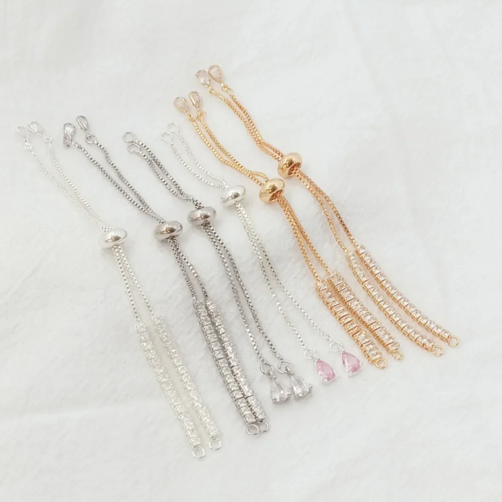 

Silver 14K Gold-plated Box, Silicone Beads, Telescopic and Adjustable Extension Chain, Zircon Diy Bracelet Accessory