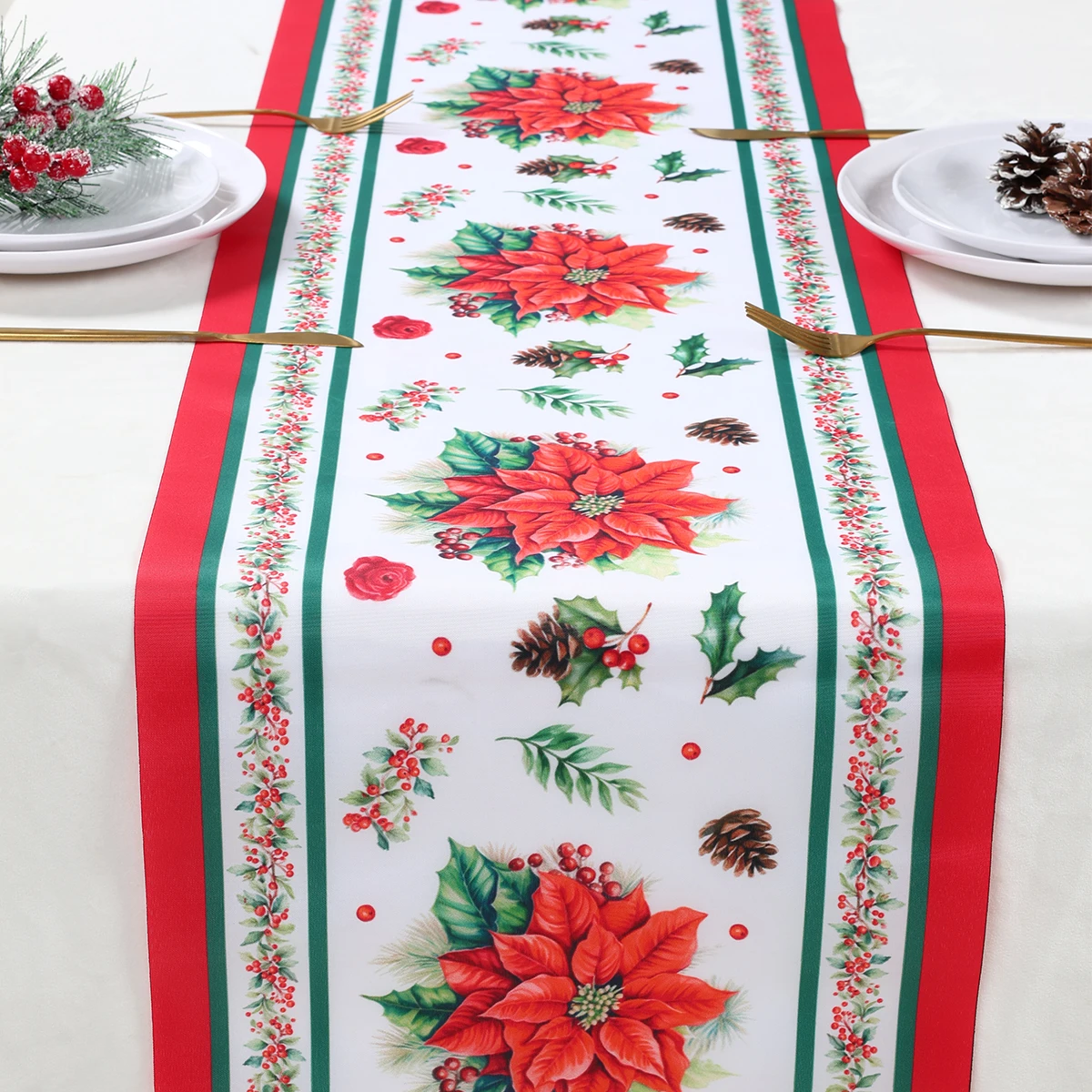 Christmas Table Runner Merry Christmas Decorations for Home 2024 Xmas Navidad Notal Noel Gifts New Year Table Decor 2025