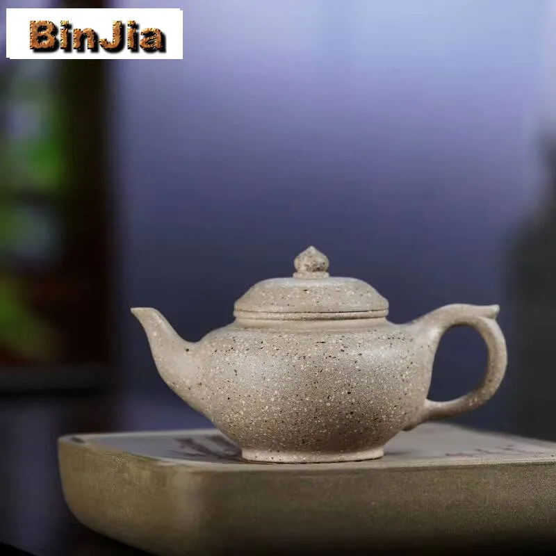 180Ml Yixing Purple Clay Teapot Handmade Laughing Sakura Pot Raw Ore Coarse Sand White Jade Segment Mud Kettle Chinese Zisha Tea