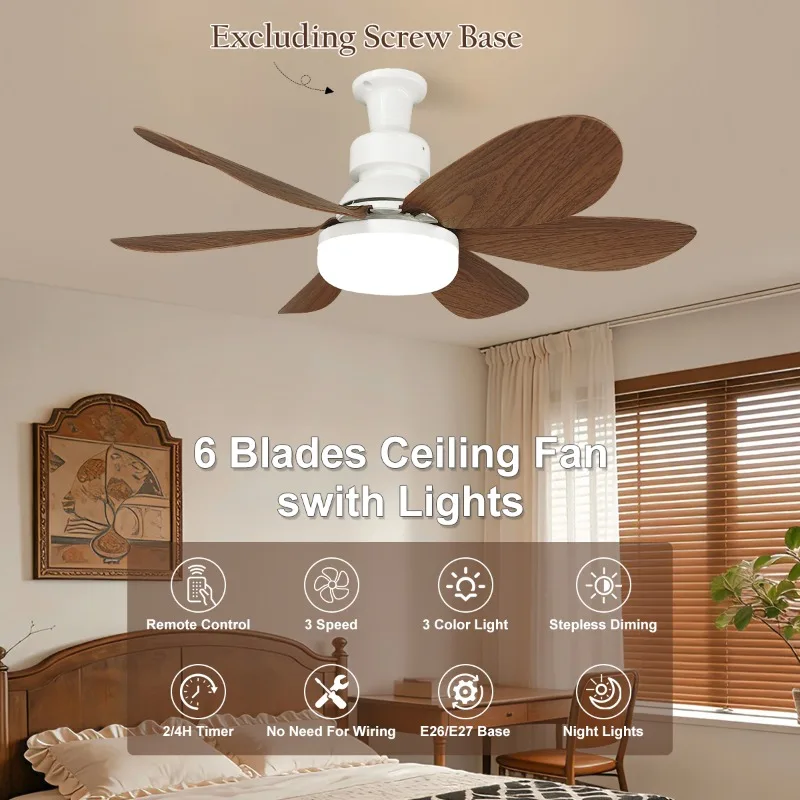 Minimally Designed Wood Grain Ceiling Fan Light with Multifu
