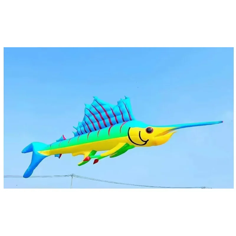 DDDZ 17m LED Swordfish show kite pendant line laundry 40D RIPSTOP NYLON Outdoor Fun for adults, Beach Park Festival Toy