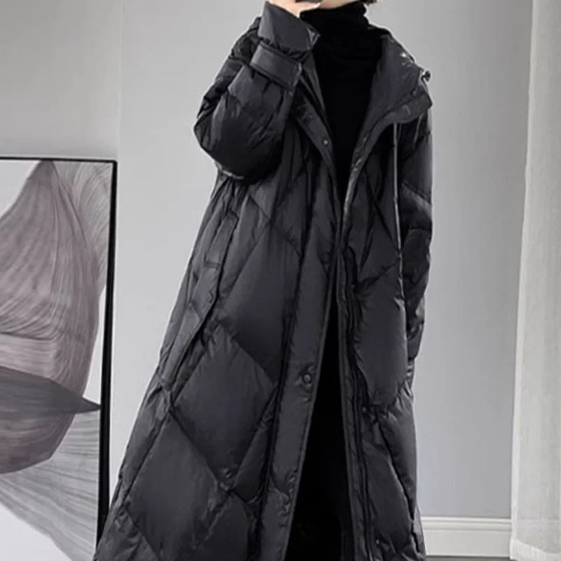 Super Long Parka Winter Women's Clothing Loose Warm Thick Coldproof Cotton-padded Jacket Long Sleeve Windproof Jacket Outerwear