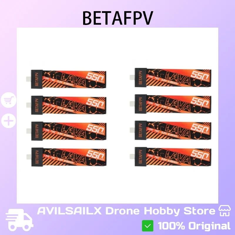 BETAFPV LAVA 1S HV аккумулятор 300/450/550 мАч 75C с разъемом BT2.0 для FPV-дронов Tiny Whoop BETAFPV LAVA 1S HV аккумулятор 300/450/550 мАч 75C с разъемом BT2.0 для FPV-дронов Tiny Whoop