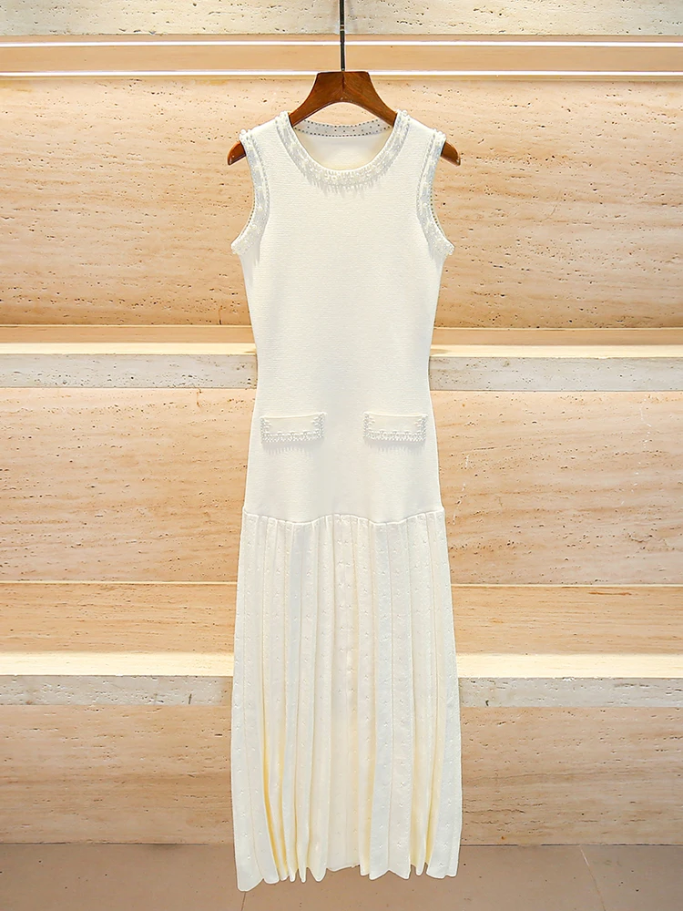 Schwere, verzierte lange Strickweste Dr. Damen-High-Waist-A-Linie, Sommer 2025, Ele, lässig, schlicht, SLE-Polyesterfaser