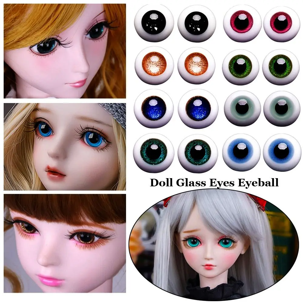 Ojos de cristal de 8mm/10mm/12mm/14mm para muñeca BJD, Ojos de seguridad Azules y negros, globo ocular móvil para muñeca BJD, accesorios para