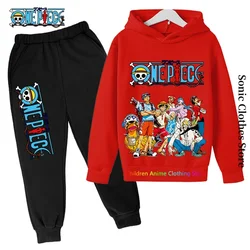 2024 Children's Pullover Kids One Piece Hoodie Sets Luffy Sweatshirt Anime Autumn and Winter Streetwear Kids Clothing