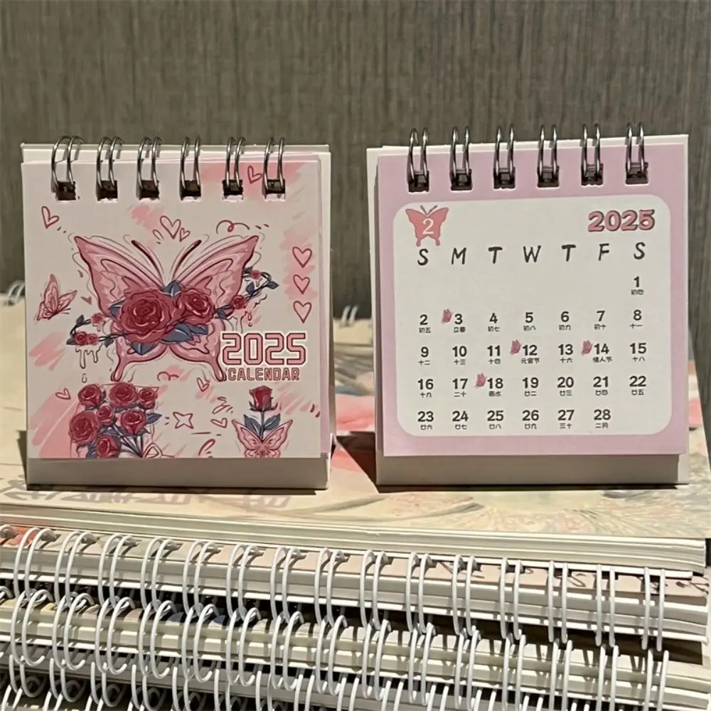 Cute Butterfly 2025 Calendar Standing Flip Mini Monthly Calendar Itinerary Note Home