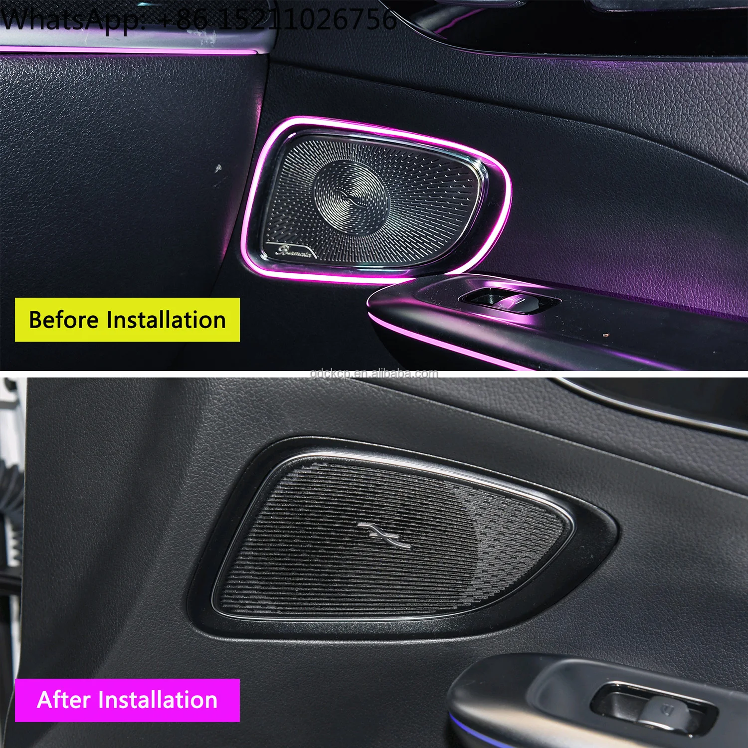 W206 64 ألوان الضوء المحيط غطاء مكبر الصوت الباب الداخلي لمرسيدس بنز C-Class 2022-2025 LED القرن الصوت غطاء توهج