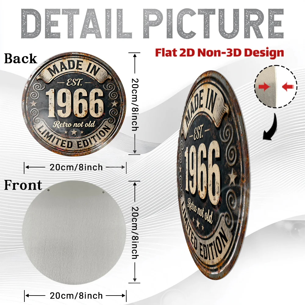 Made In 1966 Limited Edition 2D Flat Round Metal Wall Sign