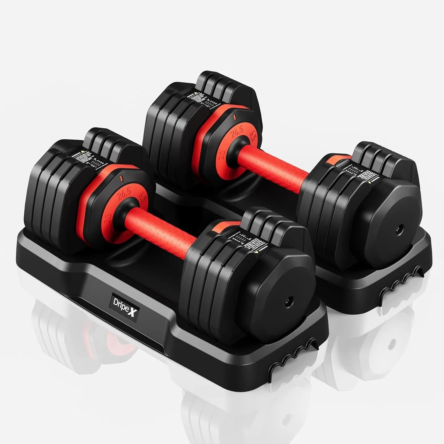 Adjustable Dumbbells Set, 24.5kg Dumbbell Weights Pair for Men and Women, Anti-Slip Handle with Safety Locking Mechanism