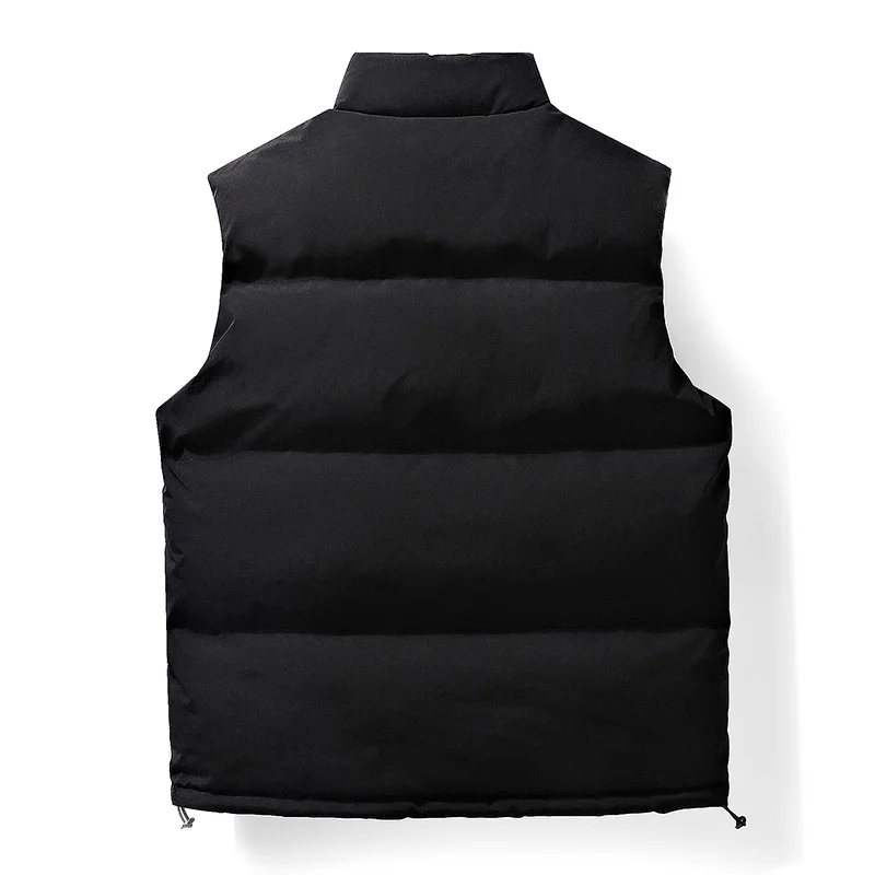 Man Vest 2024 New Autumn Winter Solid Color Stand Up Collar Zipper Warm Waistcoat Leisure And Comfort Vest Black White 4XL 5XL