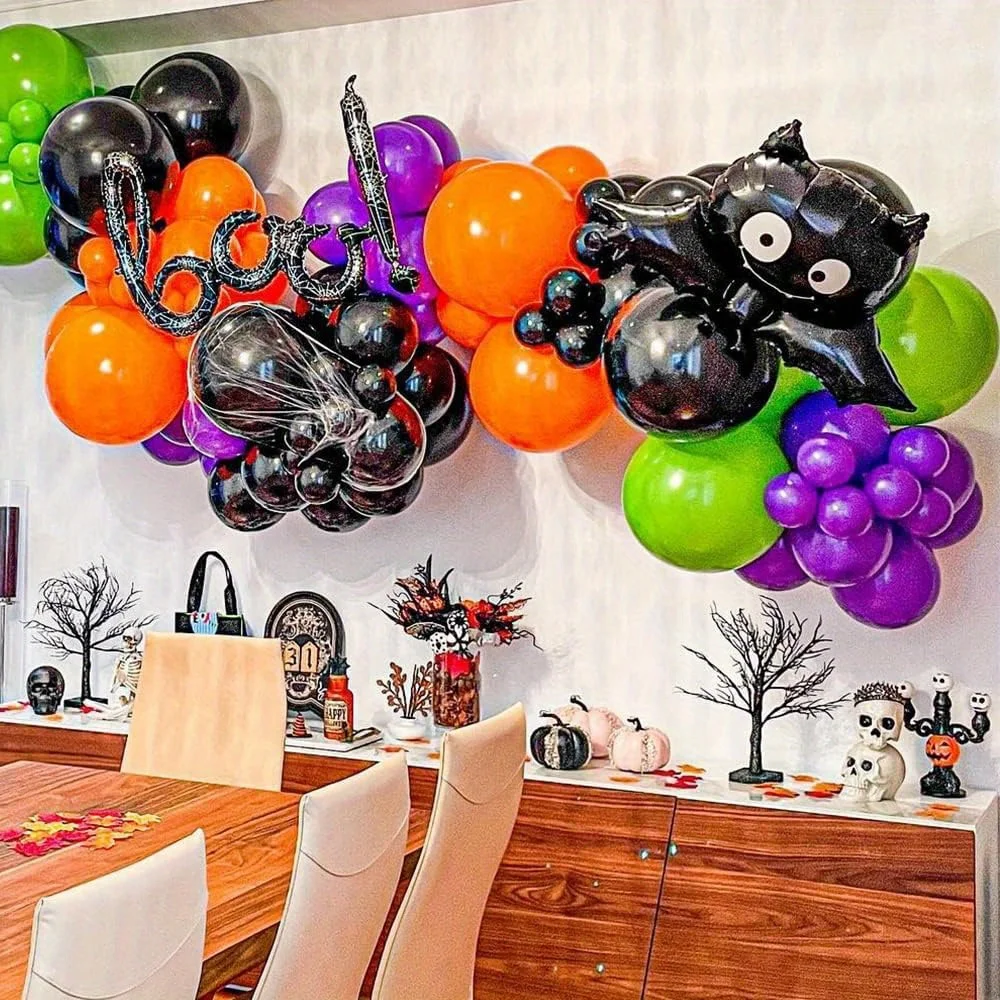 143PCS Halloween Balloon Arch Kit Ideal for Halloween Decorations, Birthdays, Anniversaries, Bar Mitzies, and Dances