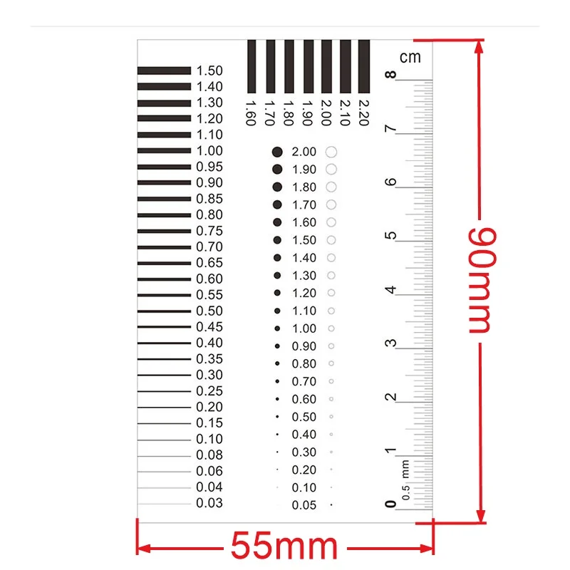 Measuring Pass Badge Gauge Stain Card Point Gauge Wire Gauge Transparent Film Ruler Stain Crack Contrast Ruler