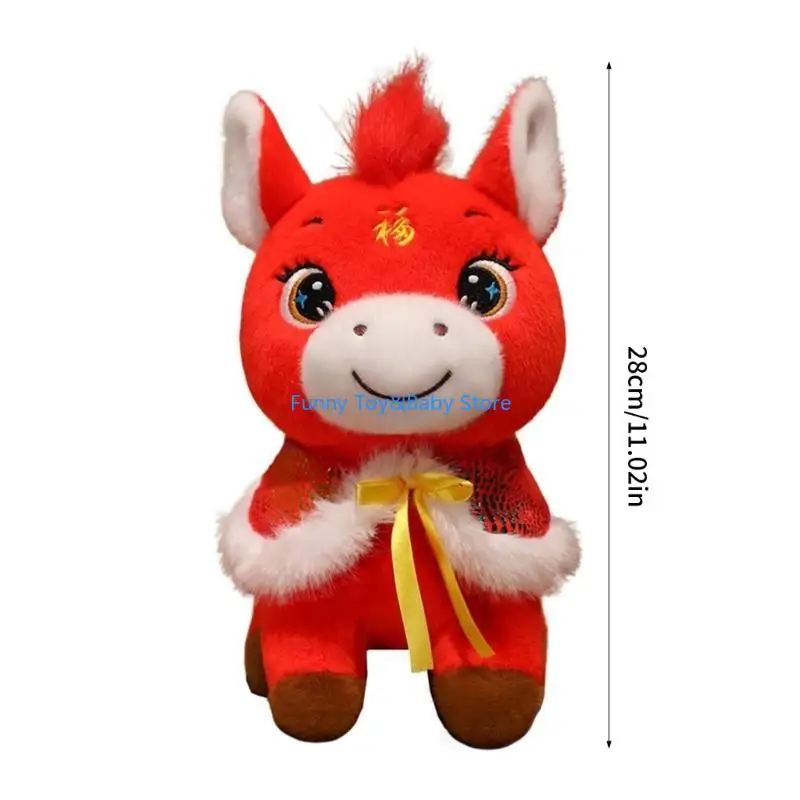 سنة الحصان البروج أفخم دمية ترمز الحظ الازدهار لينة القطن ملء ديكور غرفة مكتب المنزل C90B