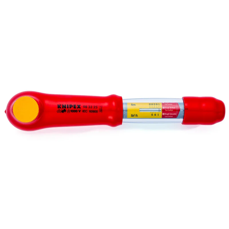 KNIPEX 98 33 25 Insulated Torque Wrench With Driving Square Reversible Transparent Insulation Scale Range 5-50Nm