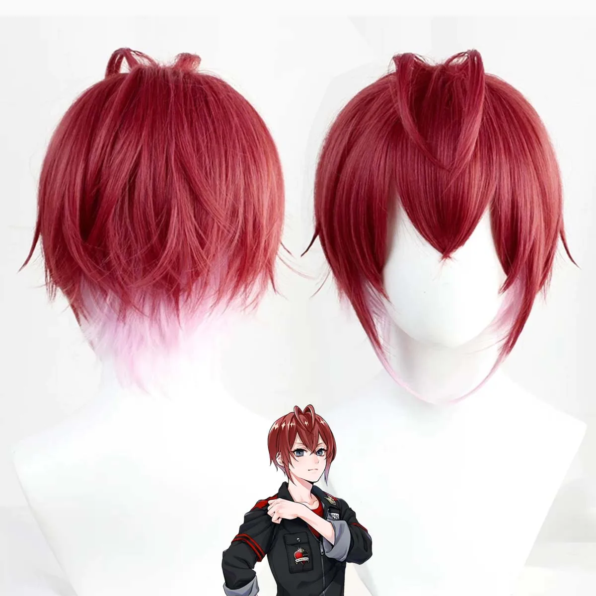 Men Game Twisted Wonderland Red Queen Riddle Rosehearts Cosplay Wig Heat Resistant Synthetic Short Wine Red Hair For Halloween